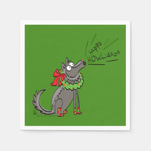 Wolf Christmas Funny Cute Kids Napkin