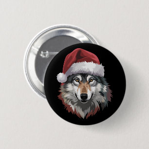 Wolf Christmas Funny Xmas Gift Animal Lovers 6 Cm Round Badge