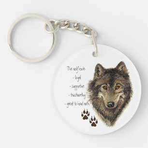 Wolf Code Quote, Wolves Animal Keychain