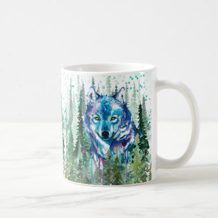 Wolf Coffee Mug Colourful Watercolor Wolf