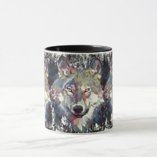 Wolf Coffee Mug - Retro Wolf Polygon