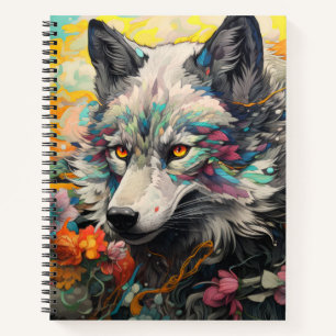 Wolf Colourful Animal Enchanting Abstract Notebook