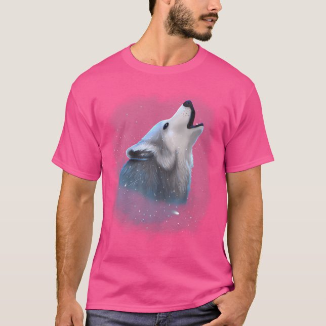 Wolf Cosmic Galaxy Celestial Outer Space Astronomy T-Shirt (Front)