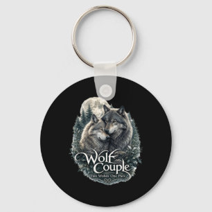 Wolf Couple Graphic Funny Wolf Lovers Wildlife Key Ring