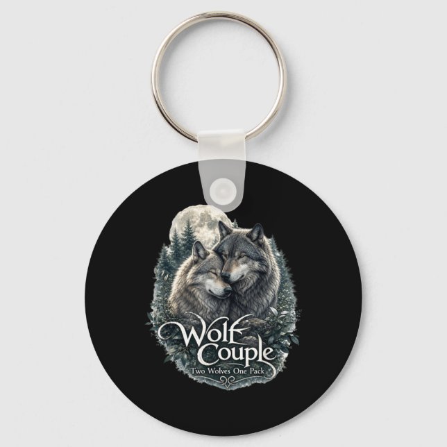 Wolf Couple Graphic Funny Wolf Lovers Wildlife Key Ring (Front)