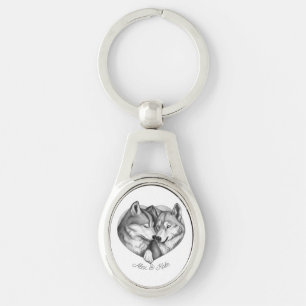 Wolf Couple Key Ring