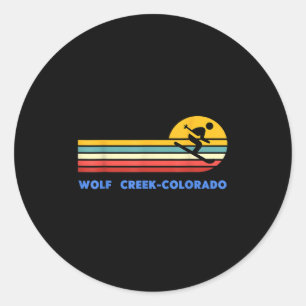 Wolf Creek Colorado Skiing Skier Ski Retro Sunset Classic Round Sticker