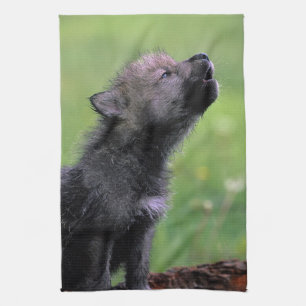 Wolf Cub Howling Tea Towel