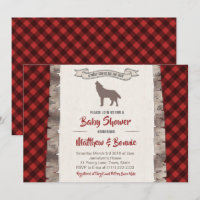 Wolf Cub Plaid Winter Forest Baby Shower For Boy