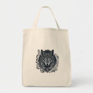 Wolf Cubism Tribal Art Tote Bag