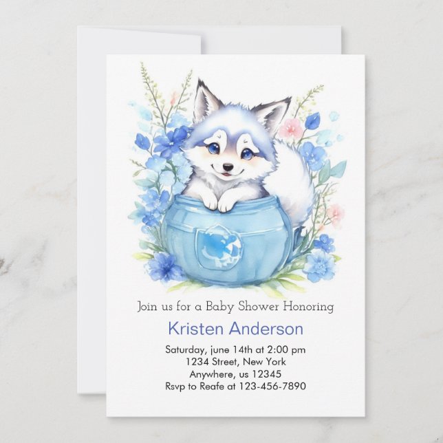 Wolf Custom Boy Baby Shower Invitation (Front)