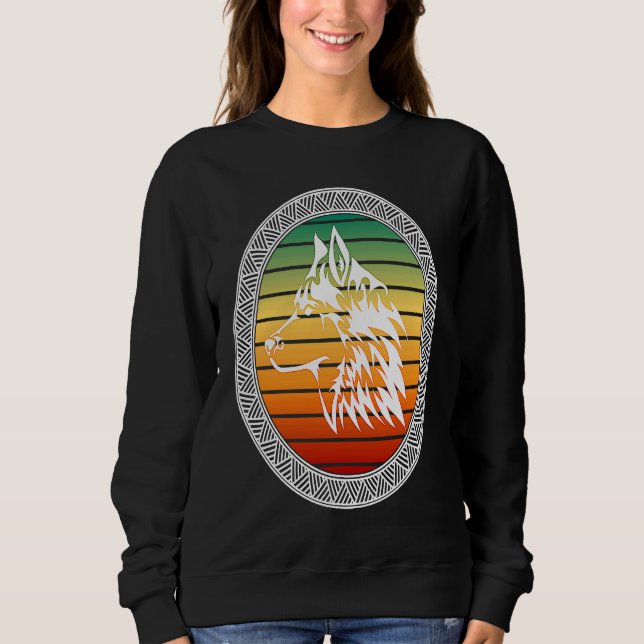 Wolf Custom Sunset Celtic Tribal Wolf Sweatshirt (Front)