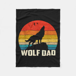 Wolf Dad Howling Vintage Sunset Wolves Lovers Fath Fleece Blanket