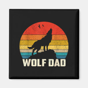 Wolf Dad Howling Vintage Sunset Wolves Lovers Fath Magnet