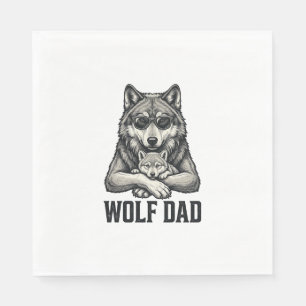 Wolf Dad Vintage Engraving Vector T-Shirt Design_1 Napkin
