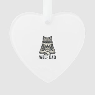 Wolf Dad Vintage Engraving Vector T-Shirt Design_1 Ornament
