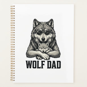Wolf Dad Vintage Engraving Vector T-Shirt Design_1 Planner