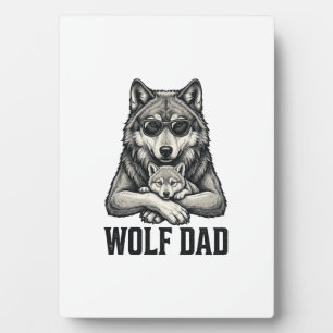 Wolf Dad Vintage Engraving Vector T-Shirt Design_1 Plaque