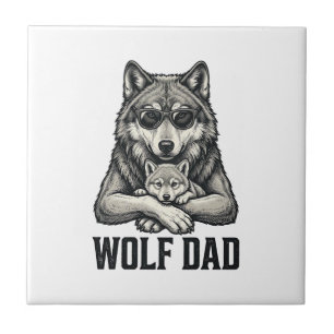 Wolf Dad Vintage Engraving Vector T-Shirt Design_1 Tile