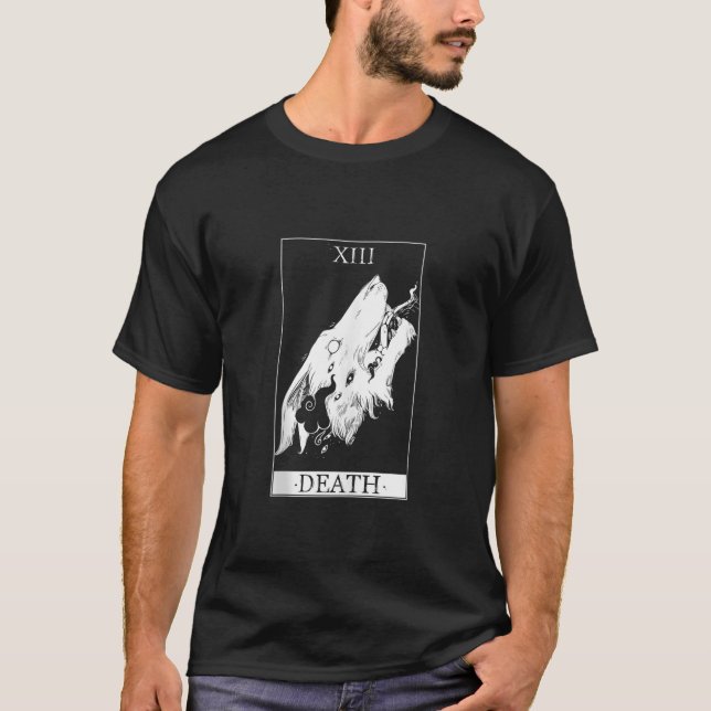 Wolf Death Tarot Card Top Gothic Witch Artwork Tan (Front)