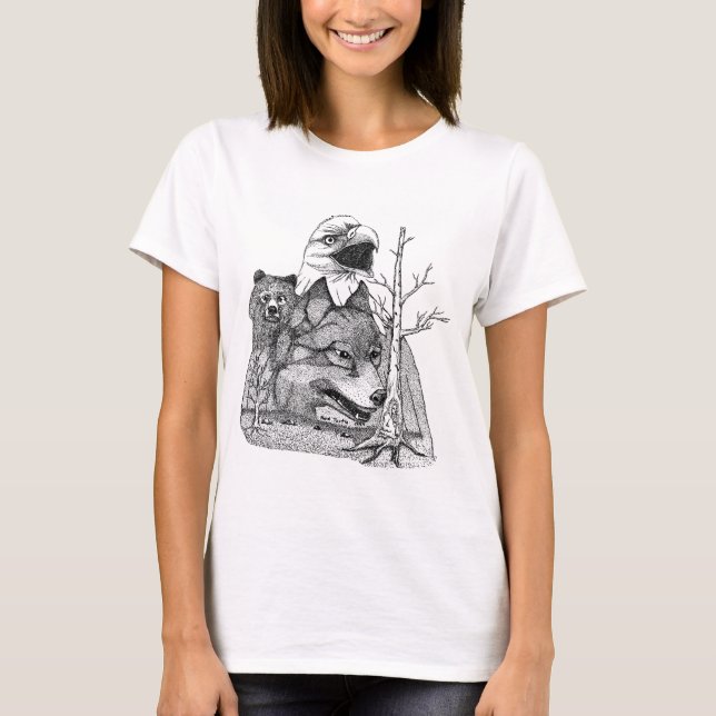 Wolf Dog Bear Eagle T-shirt (Front)