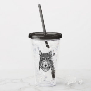 Wolf Dog Motorcycle Rider Acrylic Tumbler