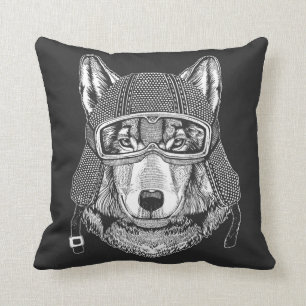 Wolf Dog Motorcycle Rider Cushion