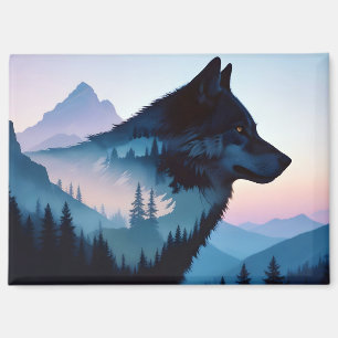 Wolf Double Exposure Animal Nature Wilderness Wild Magnet