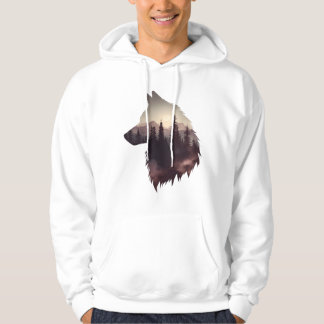 Wolf Double Exposure – Nature Silhouette Hoodie