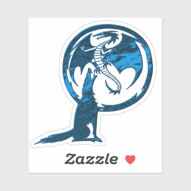 Wolf & Dragon blue contour sticker (Sheet)