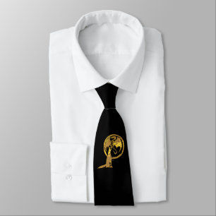 Wolf & Dragon Gold black business tie (2-sided)