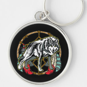 Wolf Dreamcatcher Key Ring