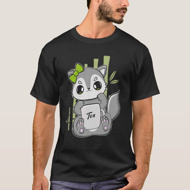 Wolf Drinks Bubble With Boba And Pearl Milk Tea T-Shirt (Front)