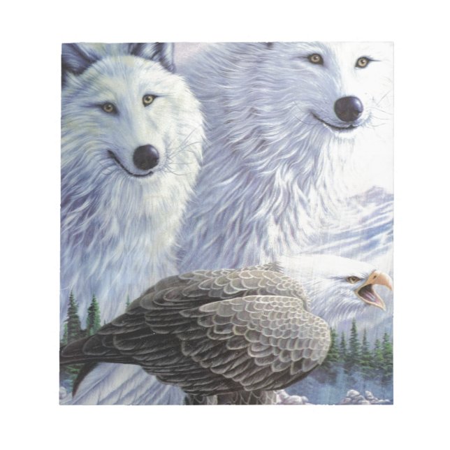 Wolf Eagle Animals Nature Park Office Business Art Notepad (Front)