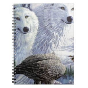 Wolf Eagle Animals Nature Park Office Business Art Spiral Notebook