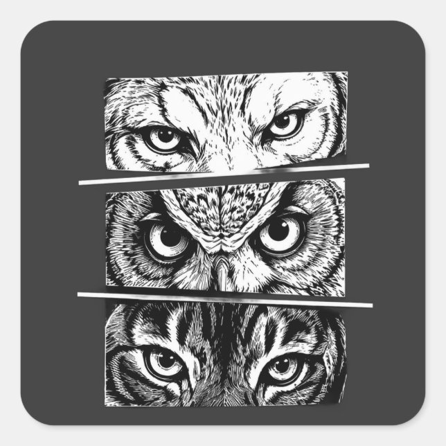 Wolf Eagle Tiger Trinity Square Sticker (Front)
