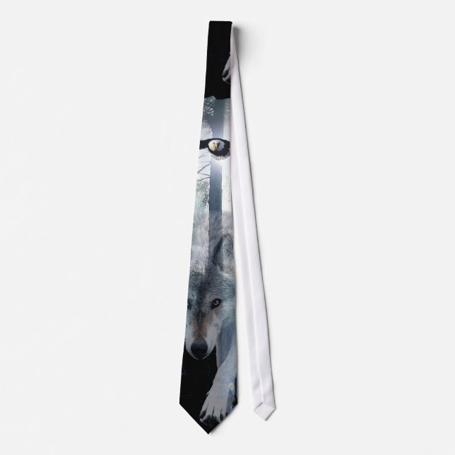 Wolf & Eagle Wildlife Art Tie (Front)