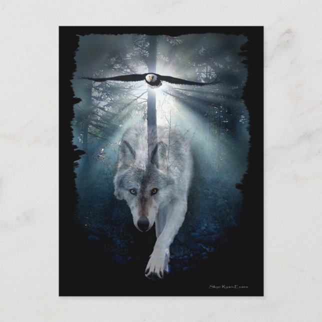 WOLF & EAGLE Wildlife Postcard Series (Front)