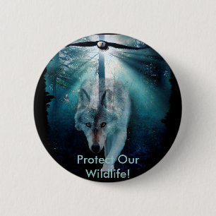 WOLF & EAGLE Wildlife Series 6 Cm Round Badge