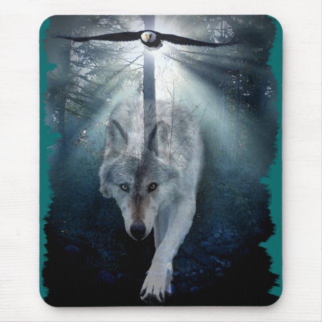 WOLF & EAGLE Wildlife Series Mouse Pad (Front)