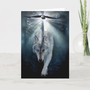 Wolf & Eagle Wildlife Support Blank Greeting-card Card