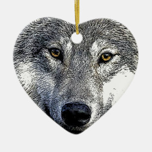 Wolf Eyes Artwork Ceramic Tree Decoration
