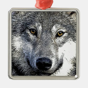 Wolf Eyes Artwork Metal Tree Decoration