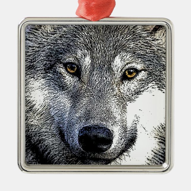 Wolf Eyes Artwork Metal Tree Decoration (Front)