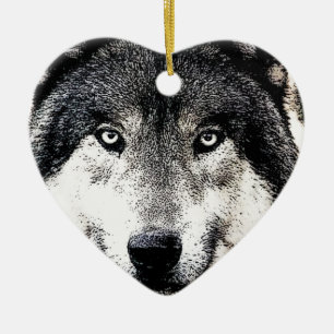 Wolf Eyes Ceramic Tree Decoration