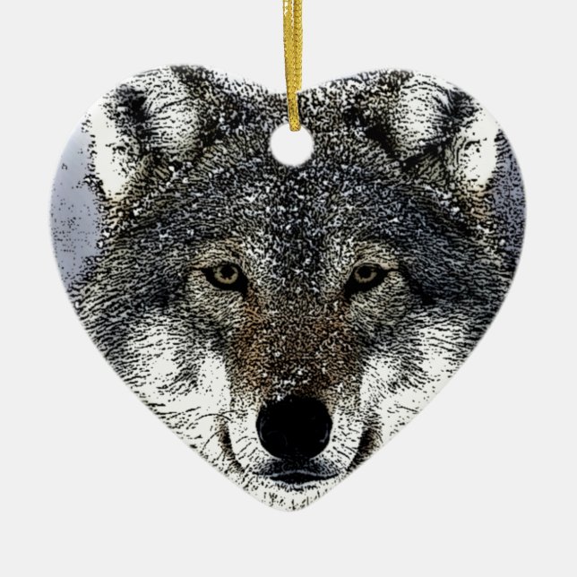Wolf Eyes Ceramic Tree Decoration (Front)