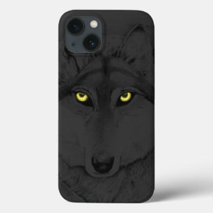 Wolf Eyes II (yellow eyes) - grey iPhone 13 Case