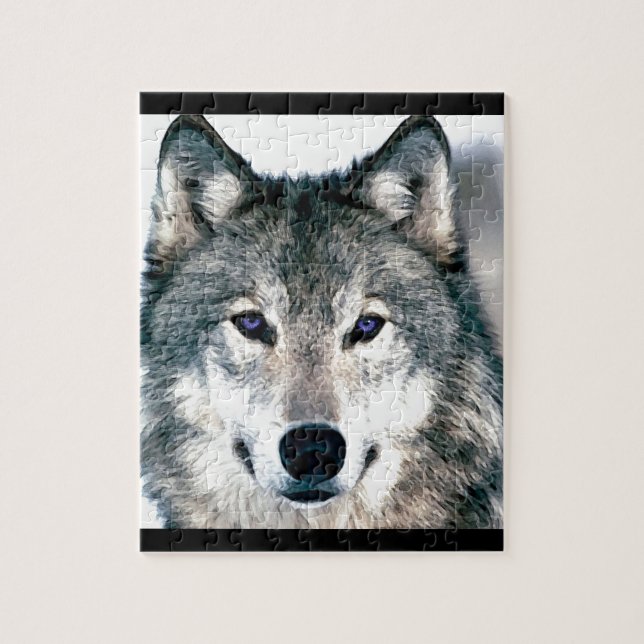 Wolf Eyes in woods wild nature animal Print Jigsaw Puzzle (Vertical)
