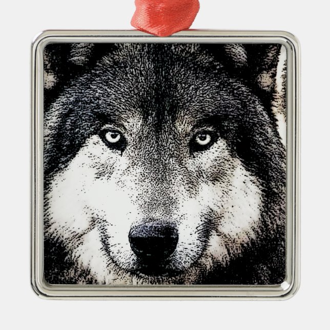 Wolf Eyes Metal Tree Decoration (Front)