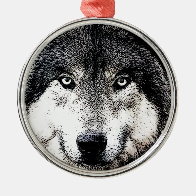 Wolf Eyes Metal Tree Decoration (Front)